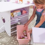 Masuta copii cu inimioare, cu doua scaunele din lemn si spatii de depozitare- Heart Kidkraft Table